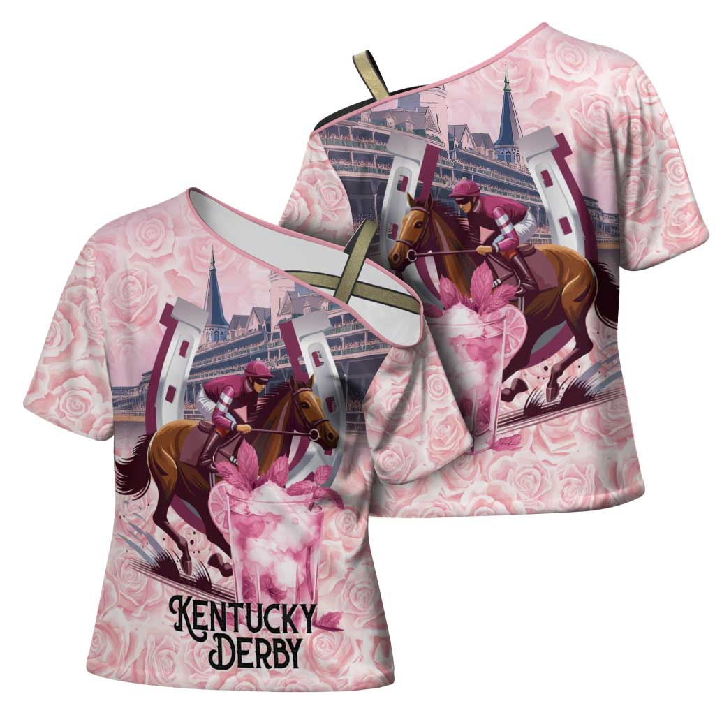 Kentucky Horse Racing Cross Shoulder Shirt Rose Run For The Roses Derby Art