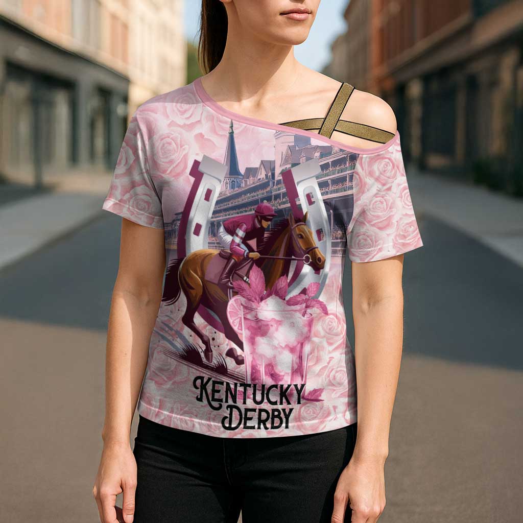Kentucky Horse Racing Cross Shoulder Shirt Rose Run For The Roses Derby Art