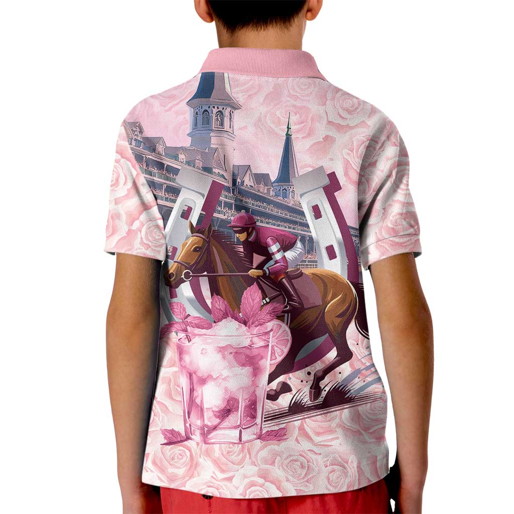 Kentucky Horse Racing Kid Polo Shirt Rose Run For The Roses Derby Art