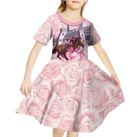 Kentucky Horse Racing Kid Short Sleeve Dress Rose Run For The Roses Derby Art