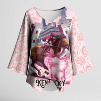 Kentucky Horse Racing Kimono Sleeve Blouse Rose Run For The Roses Derby Art