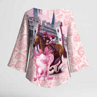 Kentucky Horse Racing Kimono Sleeve Blouse Rose Run For The Roses Derby Art