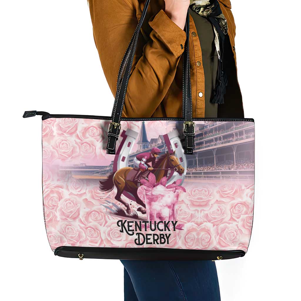 Kentucky Horse Racing Leather Tote Bag Rose Run For The Roses Derby Art
