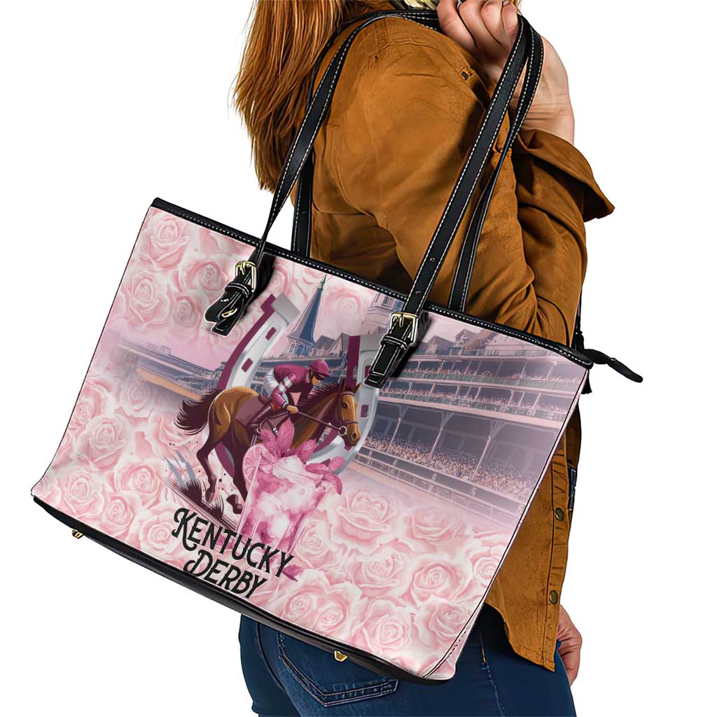 Kentucky Horse Racing Leather Tote Bag Rose Run For The Roses Derby Art