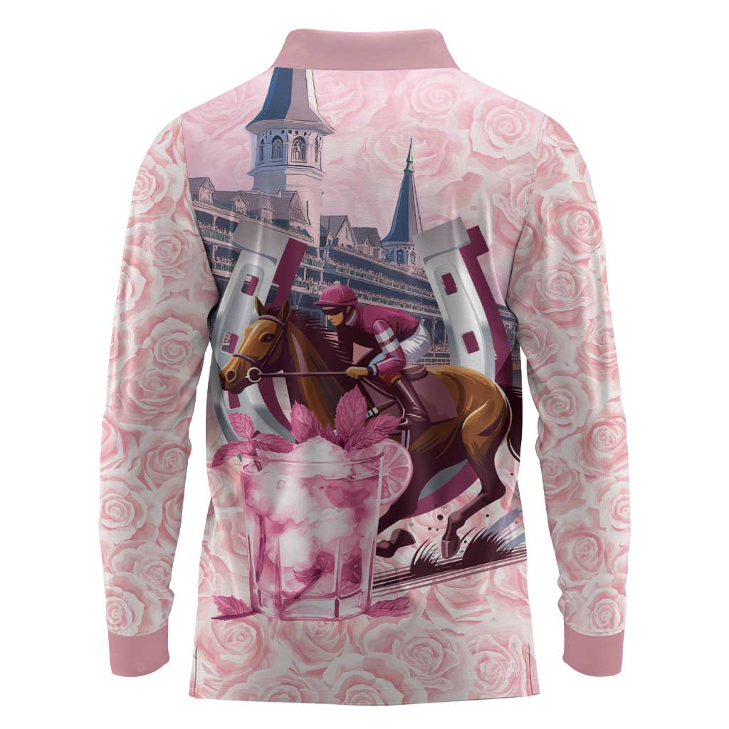 Kentucky Horse Racing Long Sleeve Polo Shirt Rose Run For The Roses Derby Art