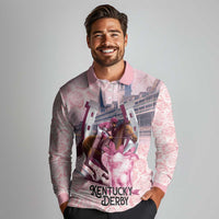 Kentucky Horse Racing Long Sleeve Polo Shirt Rose Run For The Roses Derby Art