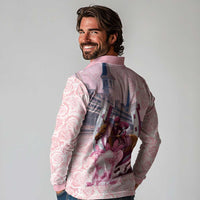 Kentucky Horse Racing Long Sleeve Polo Shirt Rose Run For The Roses Derby Art