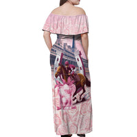 Kentucky Horse Racing Off Shoulder Maxi Dress Rose Run For The Roses Derby Art