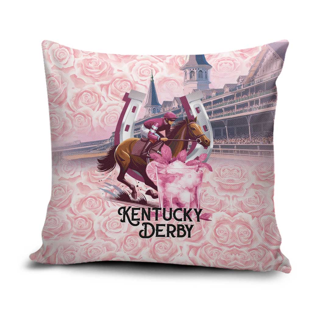 Kentucky Horse Racing Pillow Cover Rose Run For The Roses Derby Art