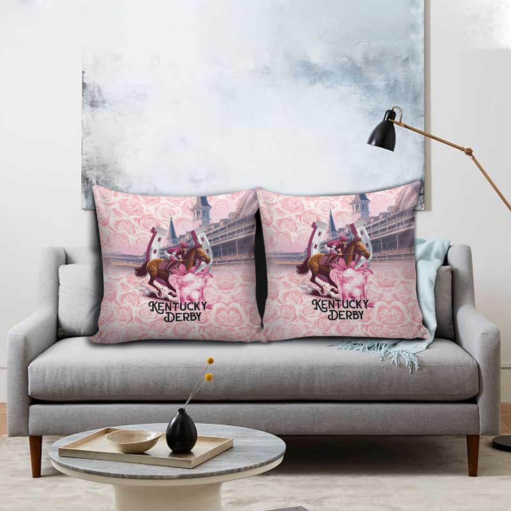 Kentucky Horse Racing Pillow Cover Rose Run For The Roses Derby Art