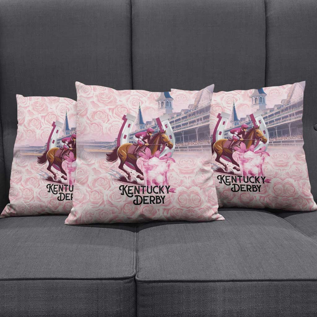 Kentucky Horse Racing Pillow Cover Rose Run For The Roses Derby Art