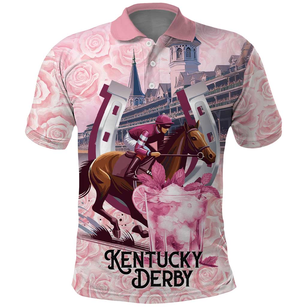 Kentucky Horse Racing Polo Shirt Rose Run For The Roses Derby Art