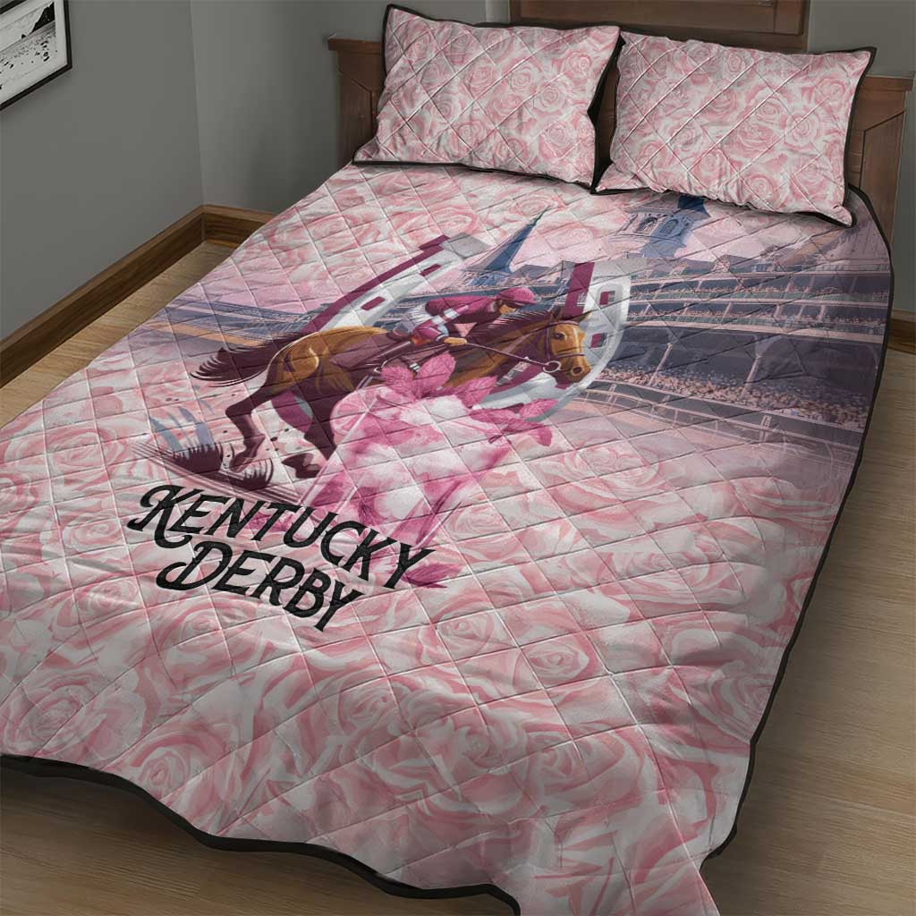 Kentucky Horse Racing Quilt Bed Set Rose Run For The Roses Derby Art