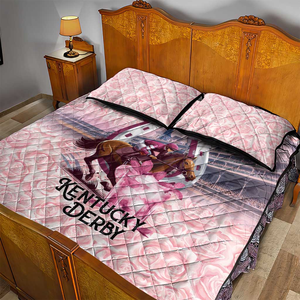 Kentucky Horse Racing Quilt Bed Set Rose Run For The Roses Derby Art