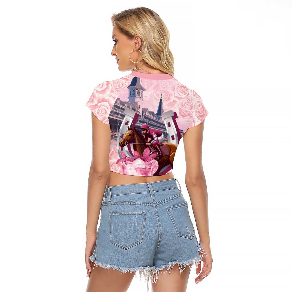 Kentucky Horse Racing Raglan Cropped T Shirt Rose Run For The Roses Derby Art