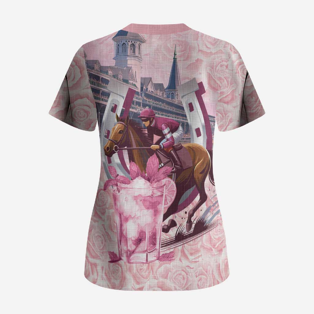 Kentucky Horse Racing Scrub Top Rose Run For The Roses Derby Art