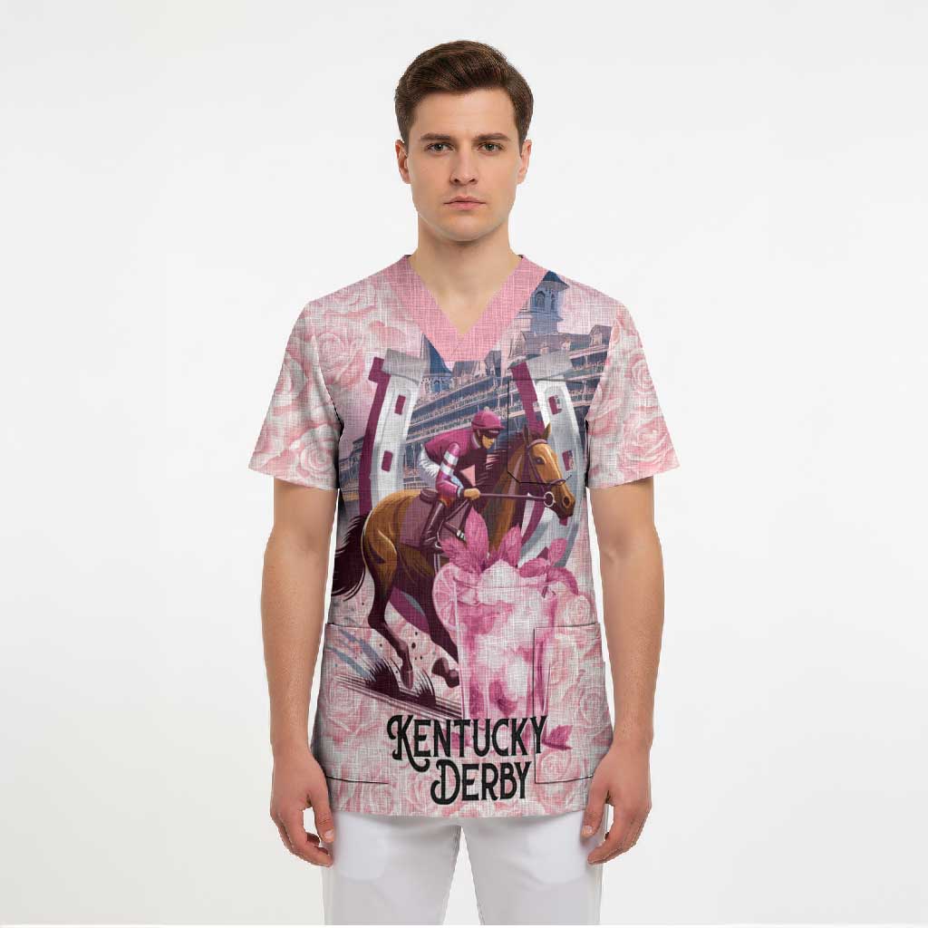 Kentucky Horse Racing Scrub Top Rose Run For The Roses Derby Art