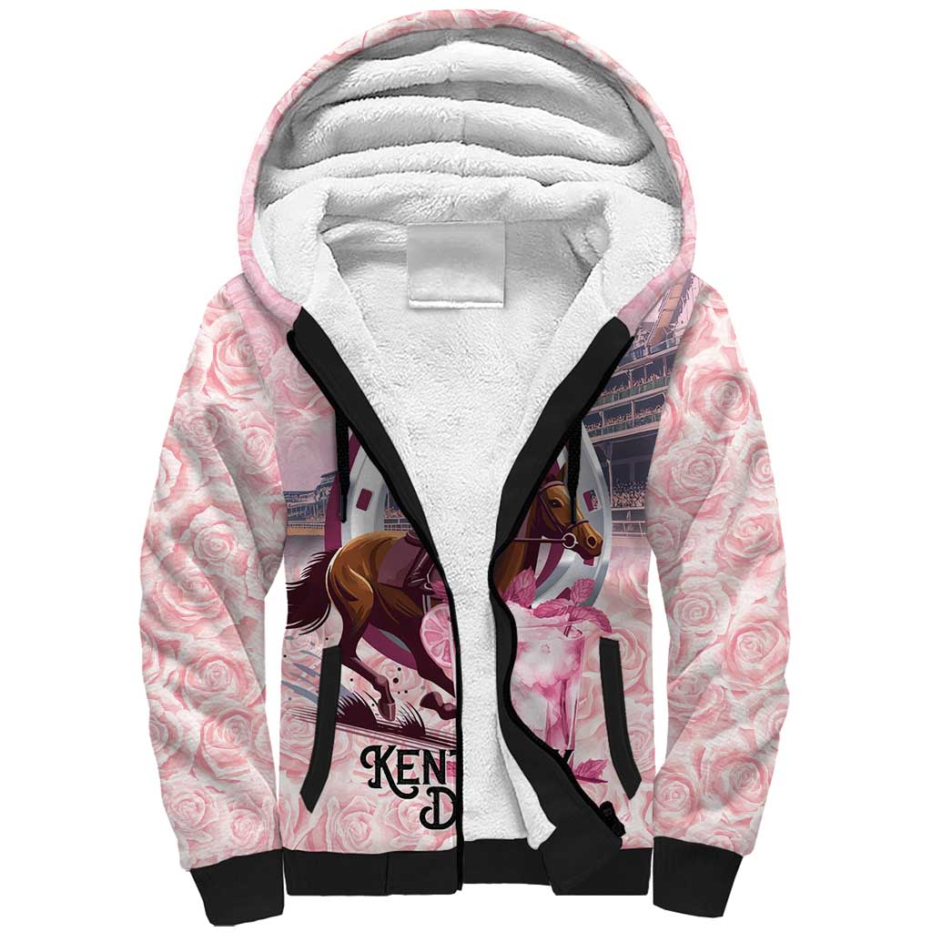 Kentucky Horse Racing Sherpa Hoodie Rose Run For The Roses Derby Art