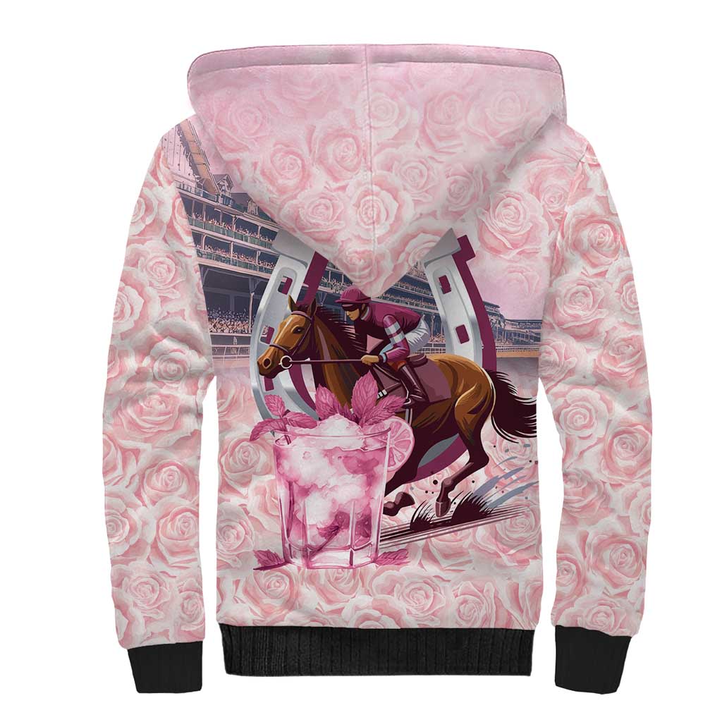 Kentucky Horse Racing Sherpa Hoodie Rose Run For The Roses Derby Art