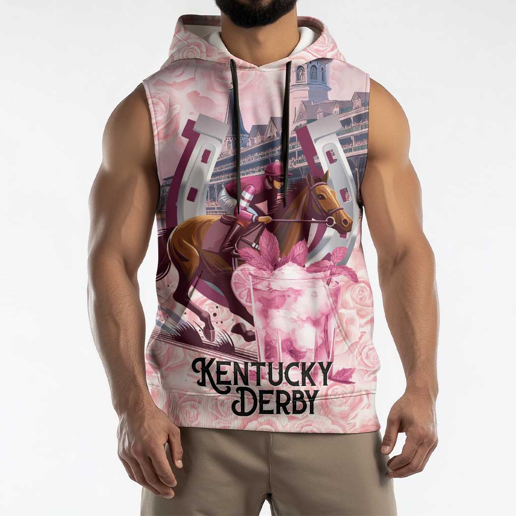 Kentucky Horse Racing Sleeveless Hoodie Rose Run For The Roses Derby Art