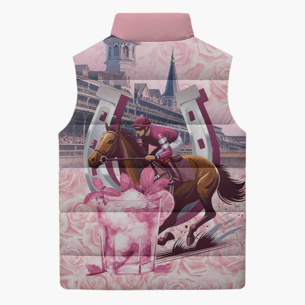 Kentucky Horse Racing Sleeveless Puffer Jacket Rose Run For The Roses Derby Art