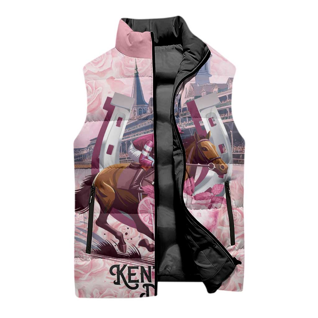 Kentucky Horse Racing Sleeveless Puffer Jacket Rose Run For The Roses Derby Art