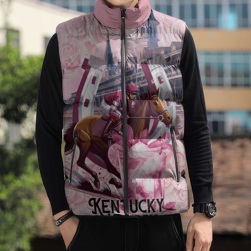 Kentucky Horse Racing Sleeveless Puffer Jacket Rose Run For The Roses Derby Art