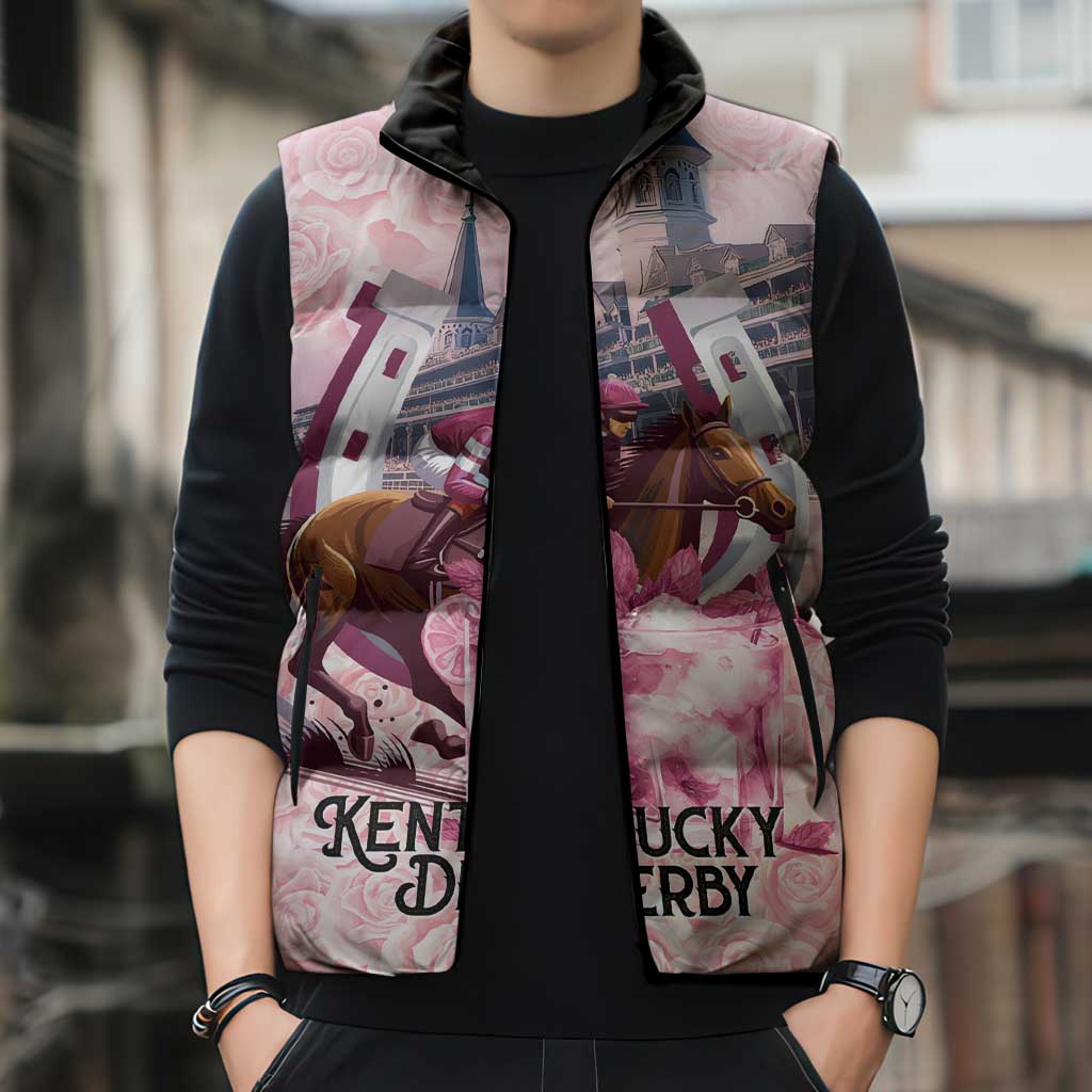 Kentucky Horse Racing Sleeveless Puffer Jacket Rose Run For The Roses Derby Art