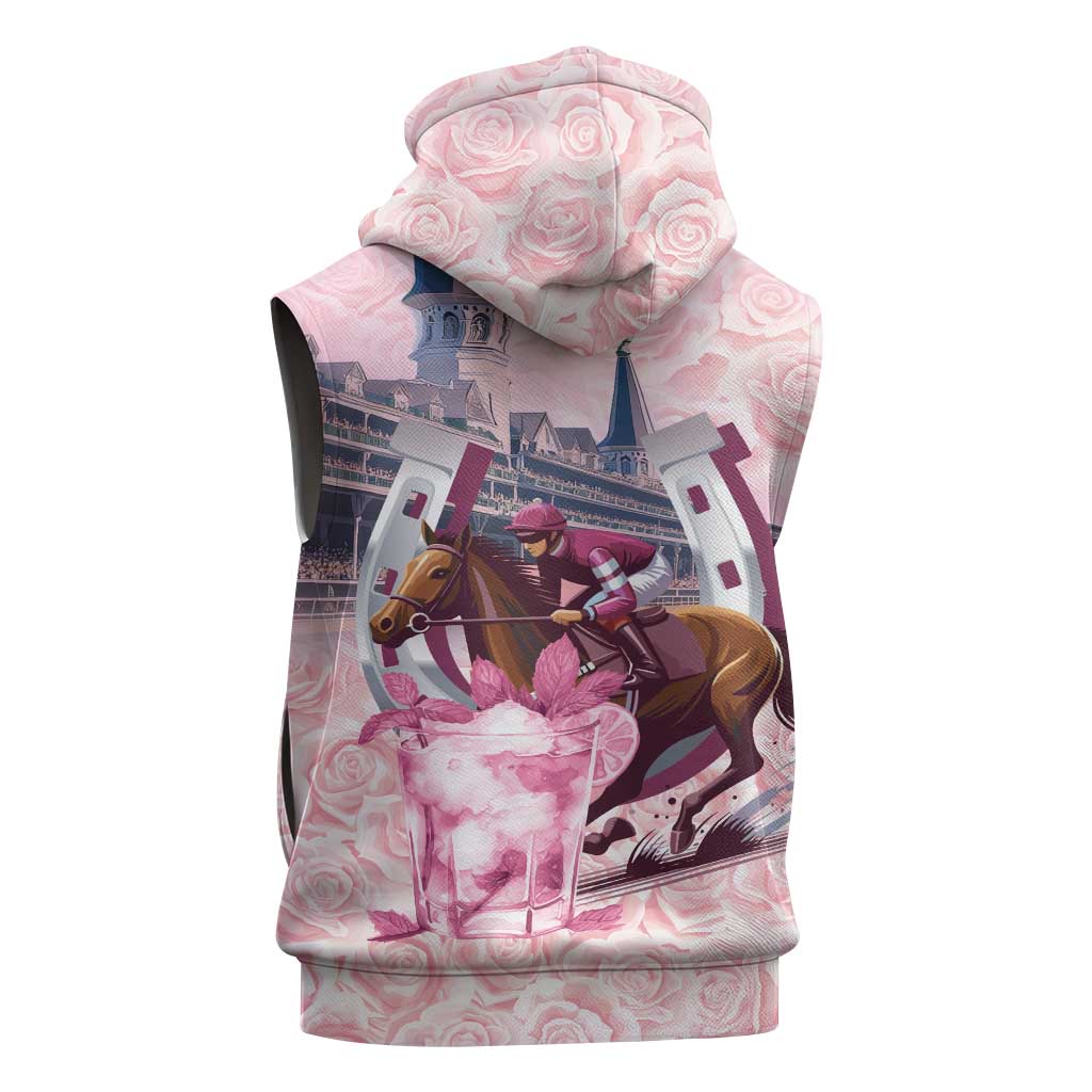 Kentucky Horse Racing Sleeveless Zip Hoodie Rose Run For The Roses Derby Art