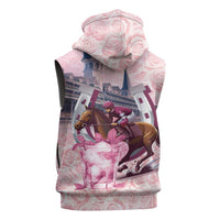 Kentucky Horse Racing Sleeveless Zip Hoodie Rose Run For The Roses Derby Art