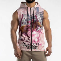 Kentucky Horse Racing Sleeveless Zip Hoodie Rose Run For The Roses Derby Art