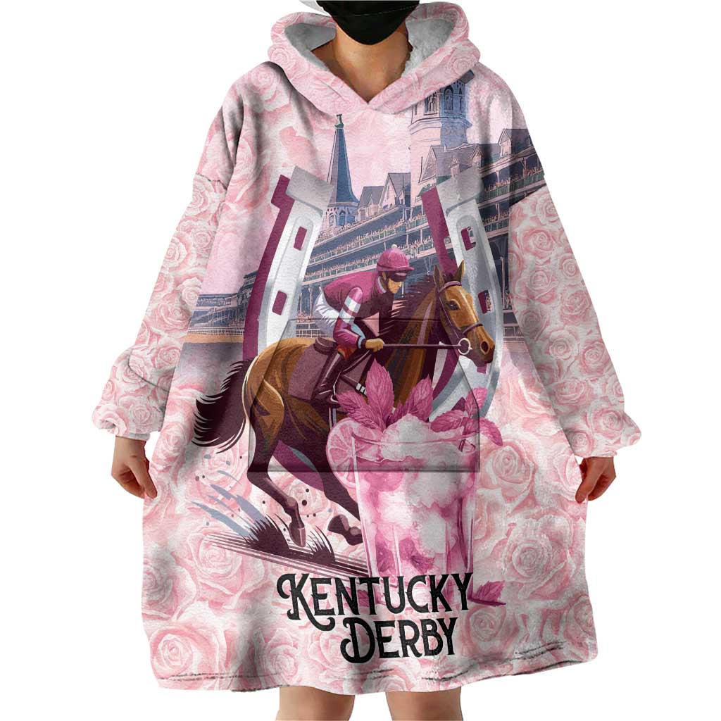 Kentucky Horse Racing Wearable Blanket Hoodie Rose Run For The Roses Derby Art