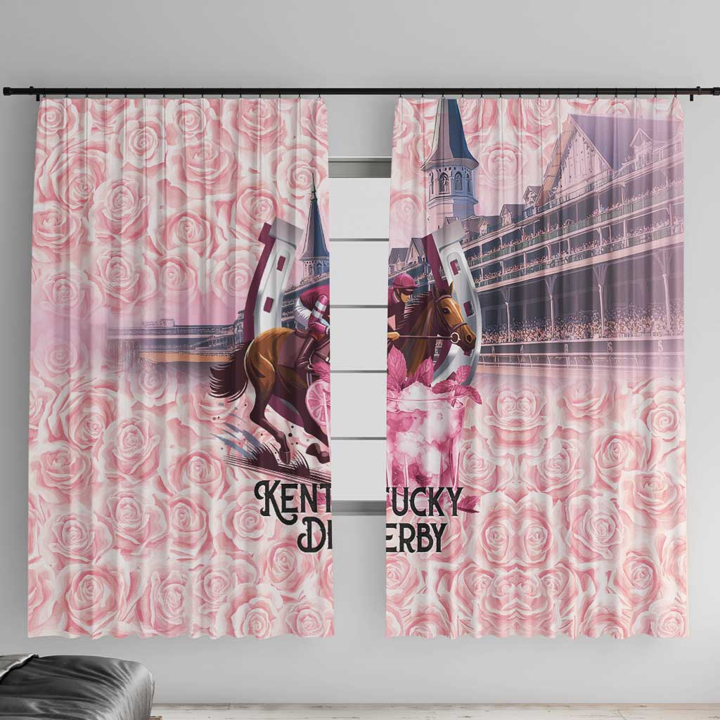 Kentucky Horse Racing Window Curtain Rose Run For The Roses Derby Art