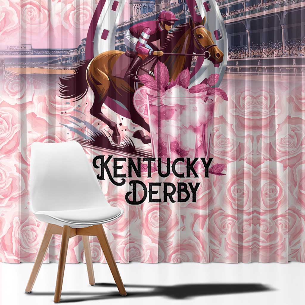 Kentucky Horse Racing Window Curtain Rose Run For The Roses Derby Art