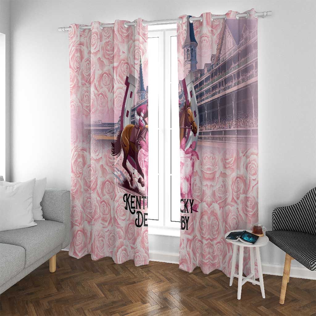 Kentucky Horse Racing Window Curtain Rose Run For The Roses Derby Art