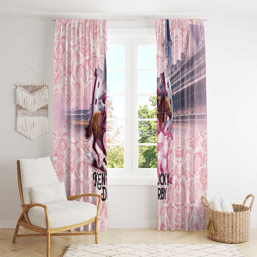 Kentucky Horse Racing Window Curtain Rose Run For The Roses Derby Art