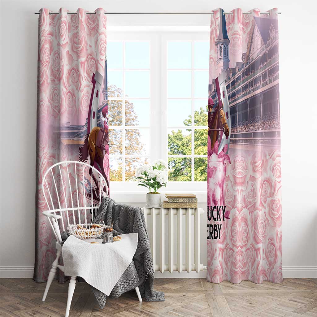 Kentucky Horse Racing Window Curtain Rose Run For The Roses Derby Art