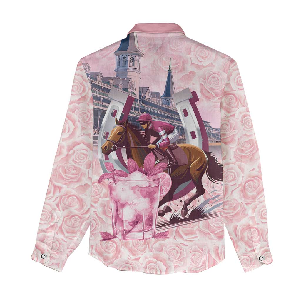 Kentucky Horse Racing Women Casual Shirt Rose Run For The Roses Derby Art