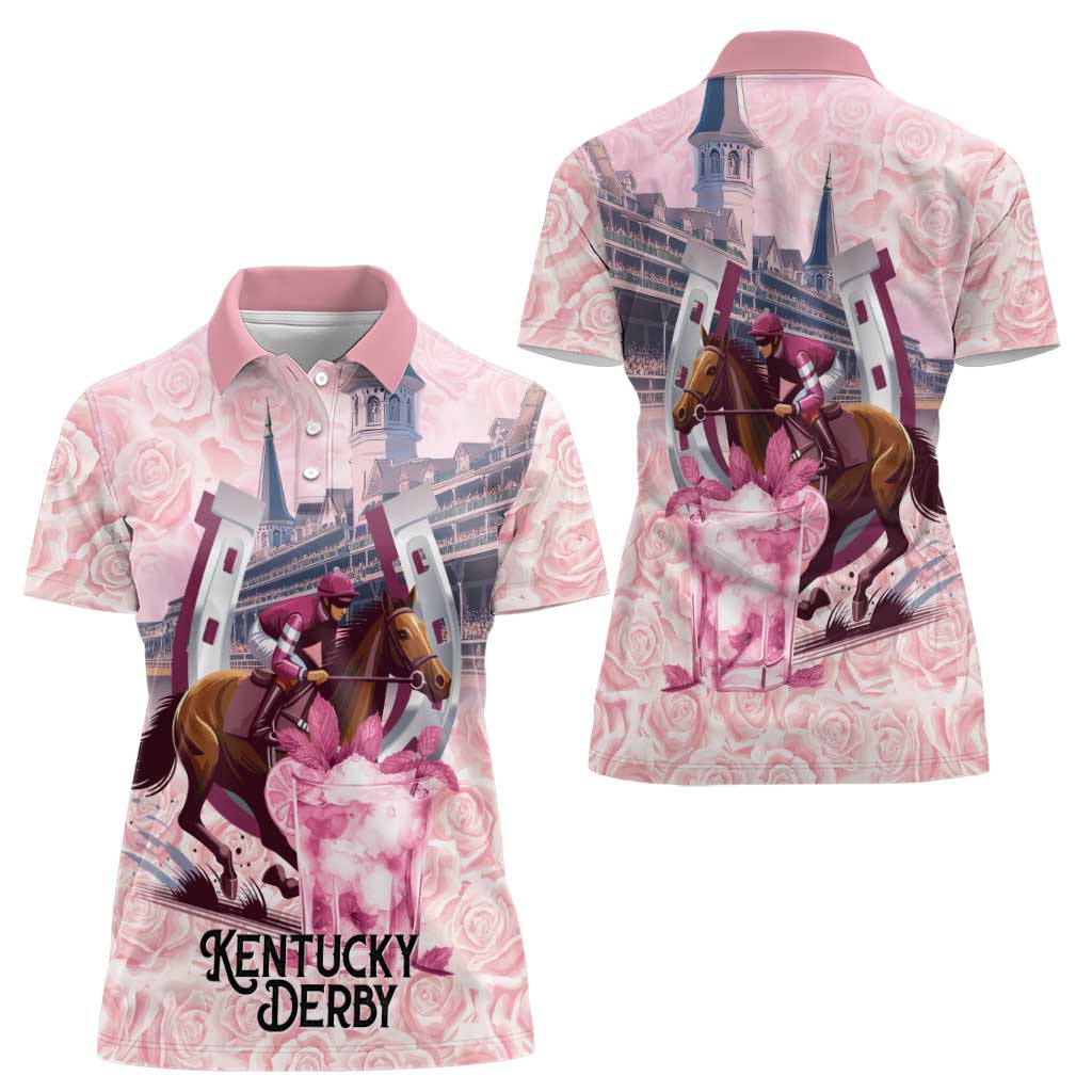 Kentucky Horse Racing Women Polo Shirt Rose Run For The Roses Derby Art