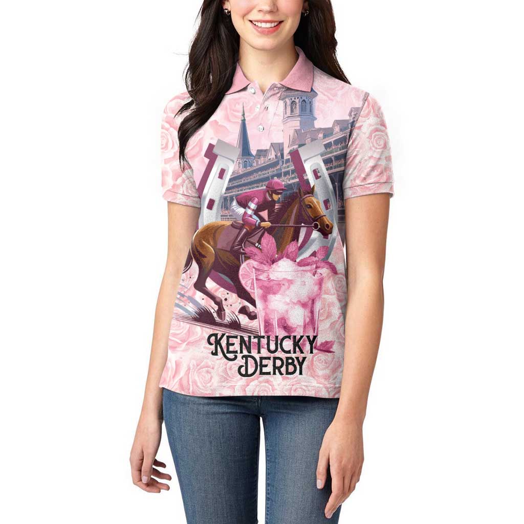 Kentucky Horse Racing Women Polo Shirt Rose Run For The Roses Derby Art