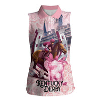 Kentucky Horse Racing Women Sleeveless Polo Shirt Rose Run For The Roses Derby Art