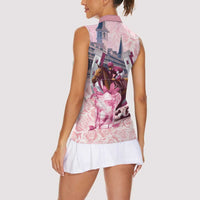 Kentucky Horse Racing Women Sleeveless Polo Shirt Rose Run For The Roses Derby Art