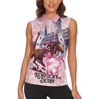 Kentucky Horse Racing Women Sleeveless Polo Shirt Rose Run For The Roses Derby Art