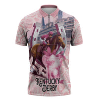 Kentucky Horse Racing Zipper Polo Shirt Rose Run For The Roses Derby Art