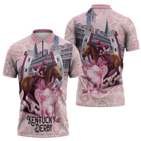 Kentucky Horse Racing Zipper Polo Shirt Rose Run For The Roses Derby Art