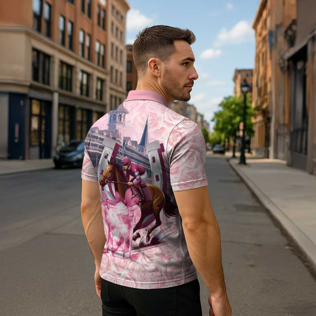 Kentucky Horse Racing Zipper Polo Shirt Rose Run For The Roses Derby Art