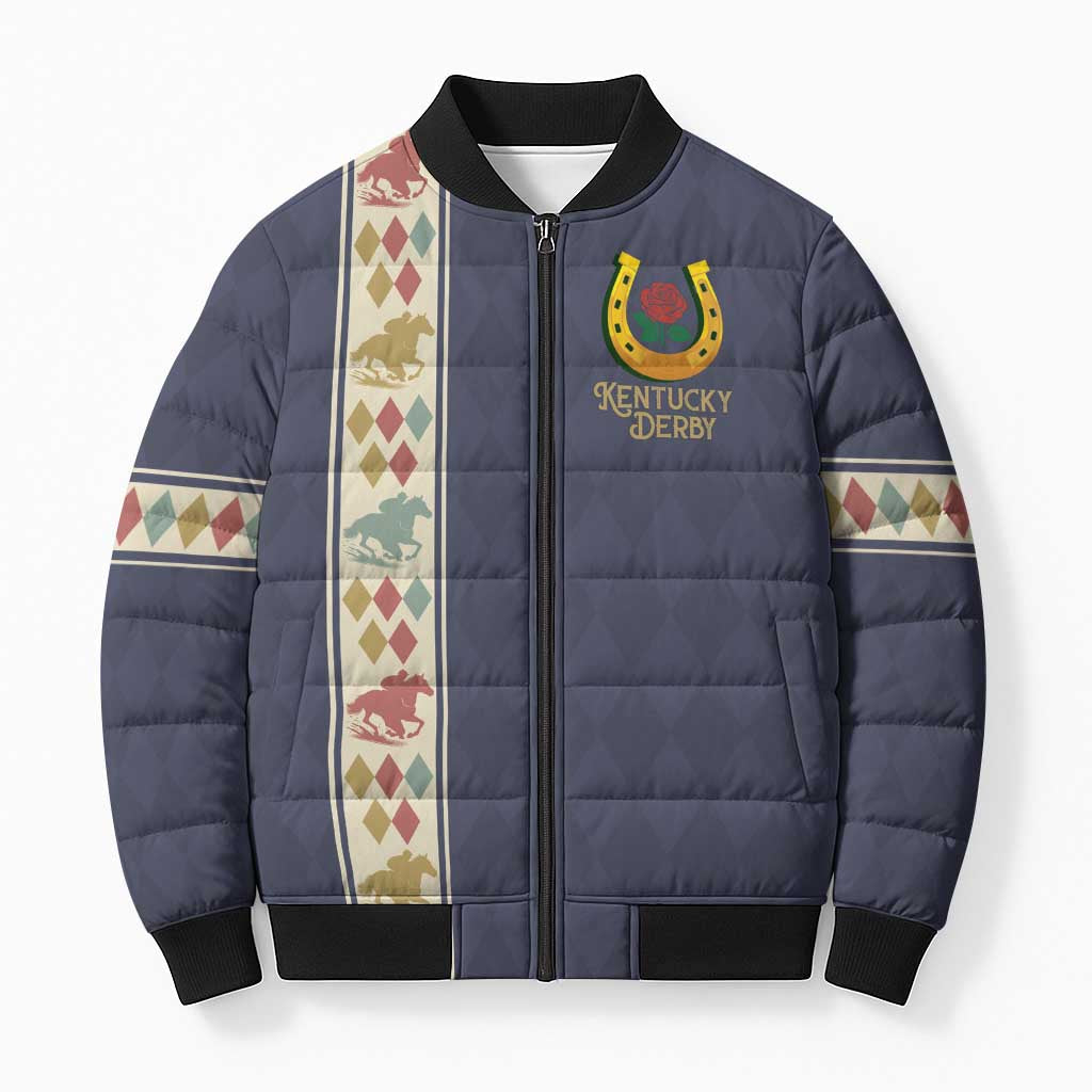 152nd Kentucky Horse Racing Bomber Puffer Jacket Derby Run For The Roses Vintage