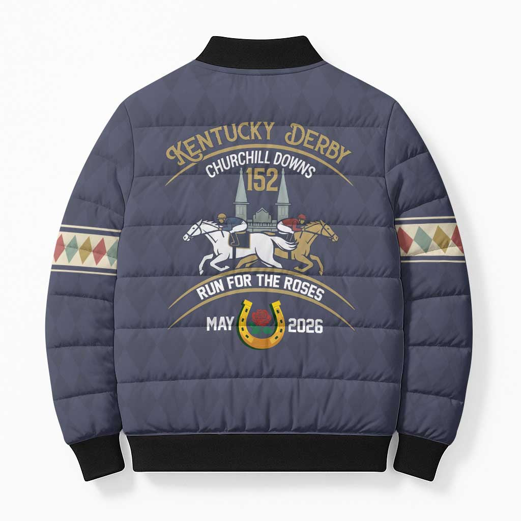 152nd Kentucky Horse Racing Bomber Puffer Jacket Derby Run For The Roses Vintage