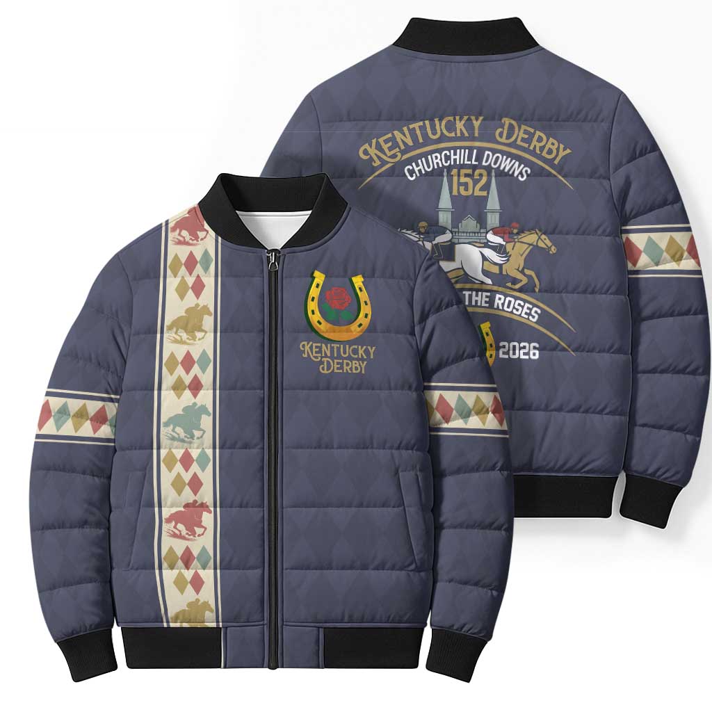 152nd Kentucky Horse Racing Bomber Puffer Jacket Derby Run For The Roses Vintage