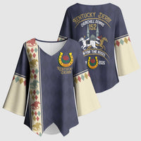 152nd Kentucky Horse Racing Kimono Sleeve Blouse Derby Run For The Roses Vintage